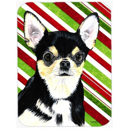 Carolines Treasures SC9359LCB 15 X 12 In. Chihuahua Candy Cane Holiday Christmas Glass Cutting Board - Large